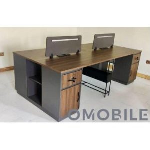 Bureau 4 Postes Open Space – Avec Rangement et Séparateurs