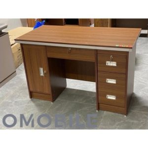 Bureau Compact à Caissons – Bois Foncé avec Serrures - 120x60x75 cm