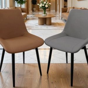 Deux Chaises Ivoire Élégance – Le Chic Minimaliste en Cuir