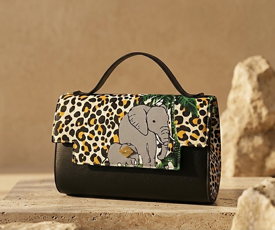 Sac à main Afrik des Aurores - "Sombre Ivoire"