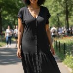 Robe longue en coton stretch - décontracté | Taille L / XL
