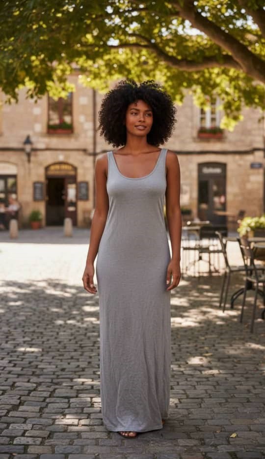 Robe longue en coton stretch - décontractée
