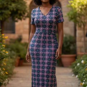Robe longue en coton stretch - élégante