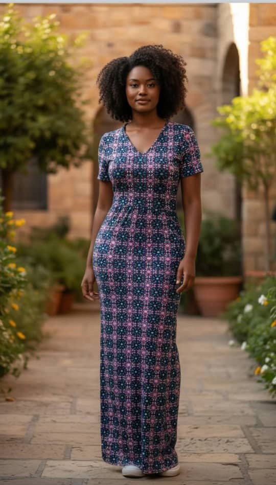 Robe longue en coton stretch - élégante