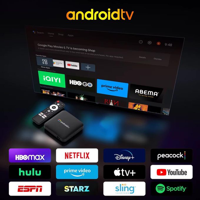 TV Box Android 14.0 WiFi 5G Bluetooth SmartBox 4K Ultra Android TV (16 Go RAM / 256 Go ROM)